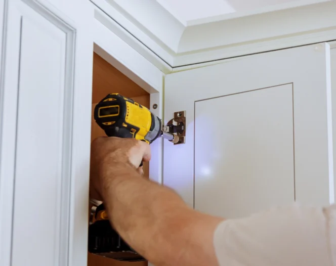 installing hinges on a cabinet